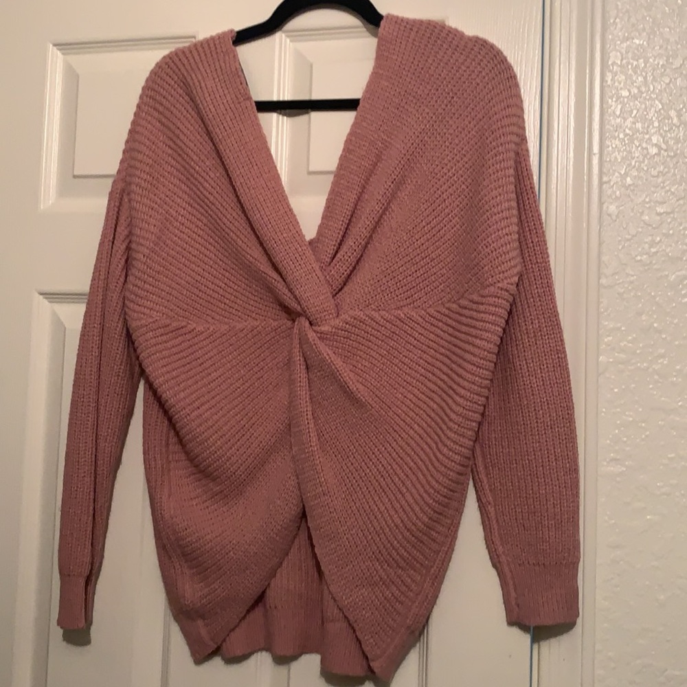 Blush sweater with twist back